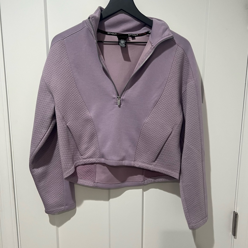 Spider Lavender Crop Top Sweatshirt with Zipper Size Small